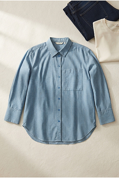 TOM TAILOR Dámská Bavlněná Pruhovaná Košile Oversized Velikost EU 40