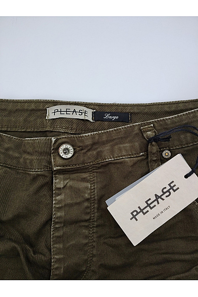 Please Dámské khaki bavlněné džíny s vysokým pasem | Please | obrázek 5