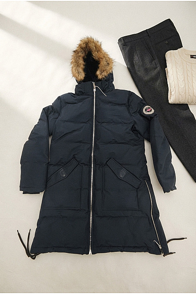 Canadian-peak Černá Zimní Prošívaná Parka S Kapucí A Kožešinou Vel. EU 5/XXL