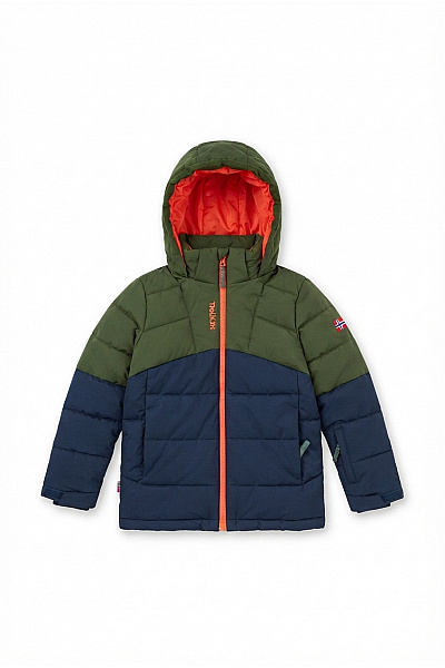 TROLLKIDS Chlapecká Outdoorová Zimní Bunda Khaki Modrá Vel. 140