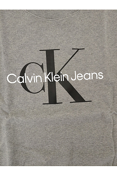 Calvin Klein Pánská šedá bavlněná mikina s dlouhým rukávem přes hlavu | Calvin Klein | obrázek 4