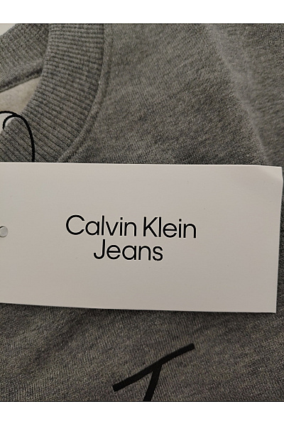 Calvin Klein Pánská šedá bavlněná mikina s dlouhým rukávem přes hlavu | Calvin Klein | obrázek 6