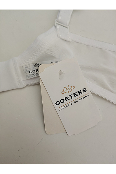 GORTEKS Bílá krajková kosticová podprsenka s výšivkou Velikost EU 80E | GORTEKS | obrázek 9