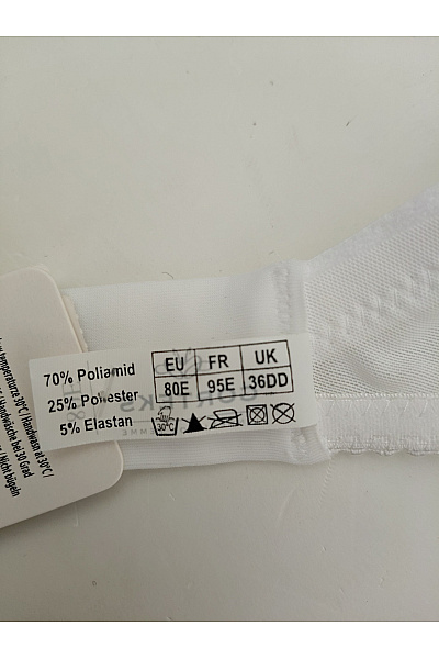 GORTEKS Bílá krajková kosticová podprsenka s výšivkou Velikost EU 80E | GORTEKS | obrázek 10
