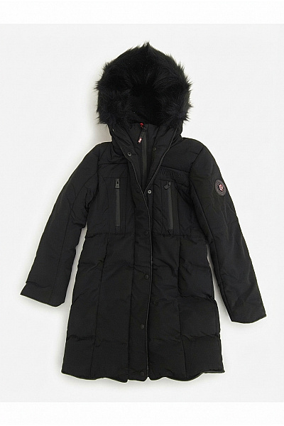 Geographical Norway Dívčí černá Zimní Prošívaná Bunda S Kapucí Vel. EU 12:Y