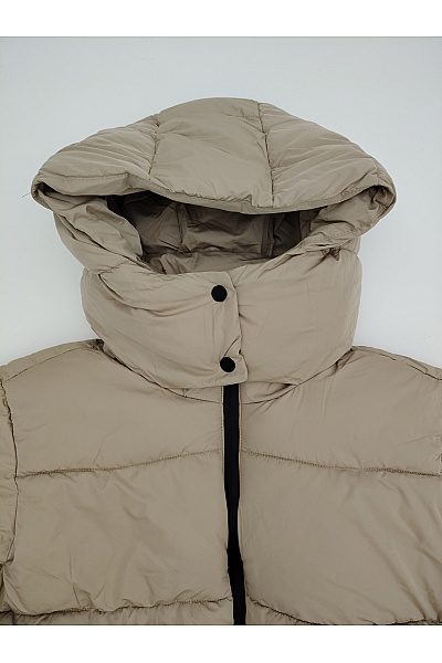 JDY Béžová prošívaná puffer bunda s kapucí Vel. XL | JDY | obrázek 4