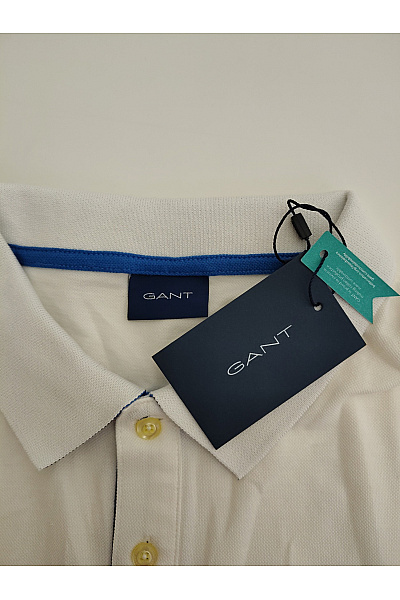 GANT Bílé bavlněné polo tričko s krátkým rukávem Vel. XXXL | GANT | obrázek 7
