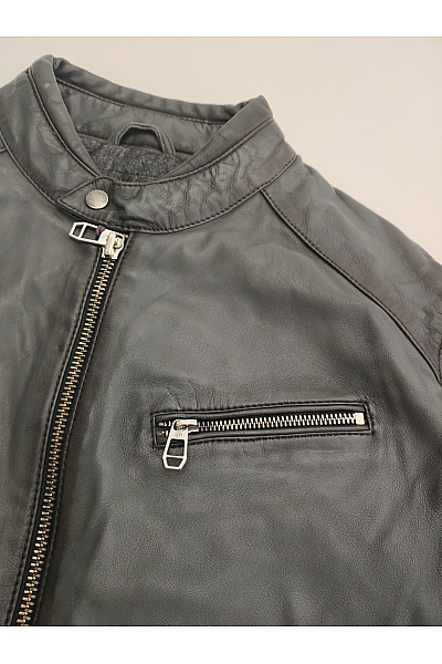 MILESTONE Pánská kožená bunda biker se zipem Vel. EU 50 | MILESTONE | obrázek 4
