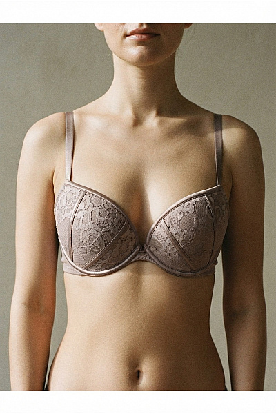 La Senza Béžová Krajková Push Up Podprsenka S Kosticemi