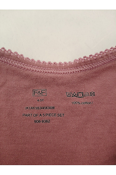 F&F Dětské růžové tílko s mašličkou Velikost UK 4-5Y | F&F | obrázek 4