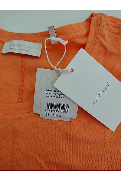 RICH&ROYAL Oranžové bavlněné basic tričko s krátkým rukávem a kulatým výstřihem Vel. S | RICH&ROYAL | obrázek 4