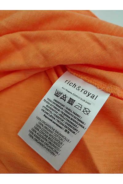 RICH&ROYAL Oranžové bavlněné basic tričko s krátkým rukávem a kulatým výstřihem Vel. S | RICH&ROYAL | obrázek 5
