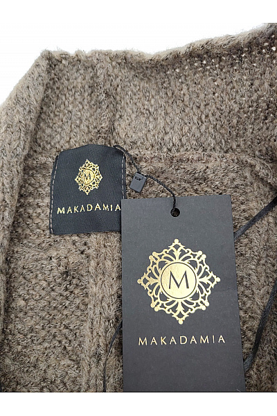 Makadamia Dámský khaki pletený kardigan s copánkovým vzorem na knoflíky | Makadamia | obrázek 4