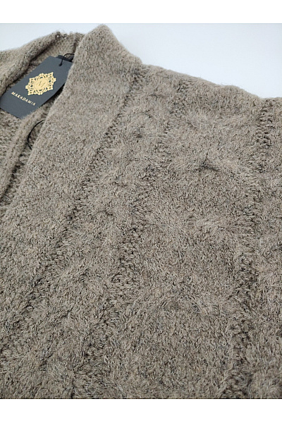 Makadamia Dámský khaki pletený kardigan s copánkovým vzorem na knoflíky | Makadamia | obrázek 5