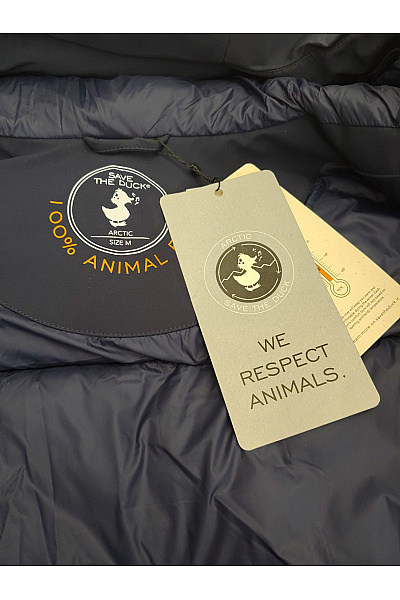 SAVE THE DUCK Modrá pánská zimní prošívaná bunda s kapucí Vel. M | SAVE THE DUCK | obrázek 8