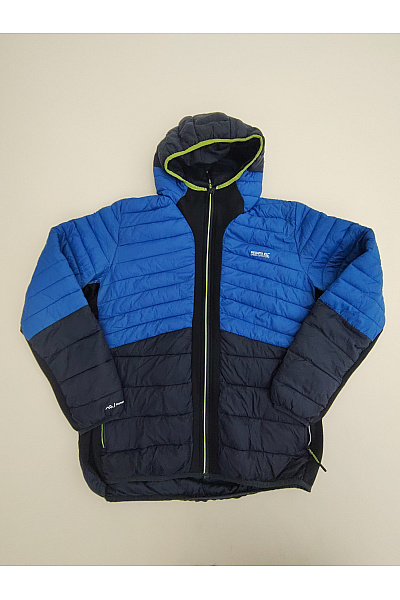 Une Hautre Couture Modrá pánská prošívaná sportovní bunda s kapucí na zip Vel. XL | Une Hautre Couture | obrázek 2