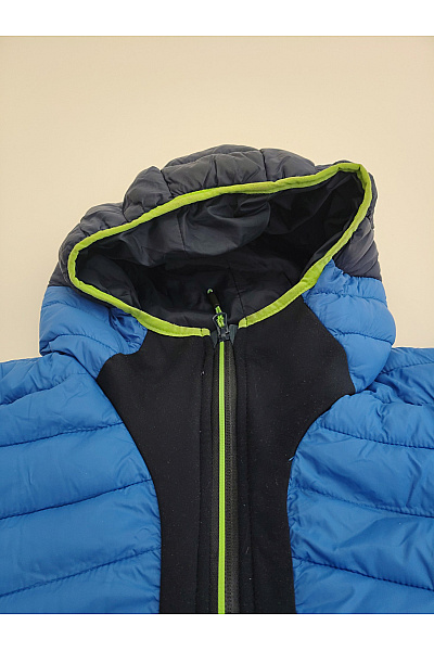 Une Hautre Couture Modrá pánská prošívaná sportovní bunda s kapucí na zip Vel. XL | Une Hautre Couture | obrázek 4