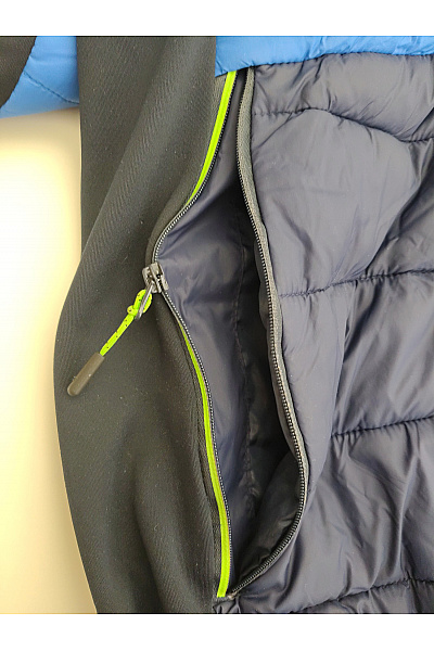 Une Hautre Couture Modrá pánská prošívaná sportovní bunda s kapucí na zip Vel. XL | Une Hautre Couture | obrázek 6