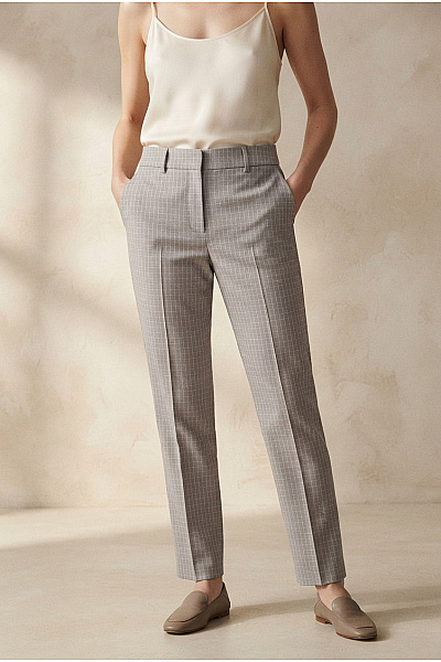 Club Monaco Šedé Kostkované Společenské Kalhoty S Puky Vel. UK 10