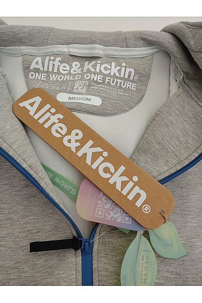 Alife and kickin Šedá pánská sportovní mikina na zip s kapucí Velikost MEDIUM | alife and kickin | obrázek 8