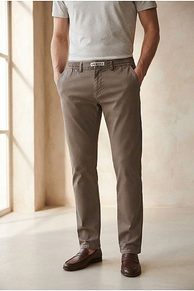 MAC Pánské Khaki Chino Kalhoty S Pružným Pasem Velikost US 33 / 32