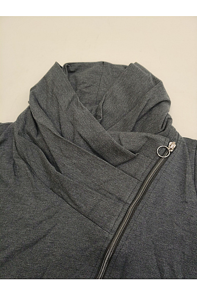 Be wear Dámská bavlněná mikina na zip s vysokým límcem šedá Vel. S | Be wear | obrázek 4