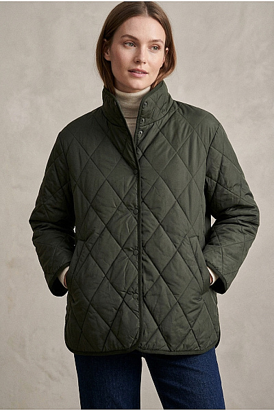 LINDEX Dámská Khaki Prošívaná Přechodová Bunda Oversize Vel. EU S