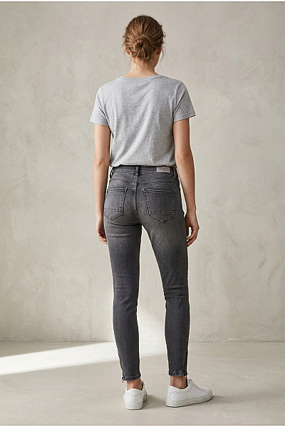 ONLY Dámské šedé Bavlněné Skinny Džíny S Vysokým Pasem A Zipy Vel. 27/32