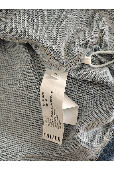 Dámské modré bavlněné tričko s dlouhým rukávem henley oversized Vel. EU 36 | Unimoda | obrázek 5