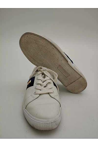 Ralph Lauren Dámské tenisky Janson II Leather Sneaker Bílé Modré Velikost US 7 | Ralph Lauren | obrázek 5
