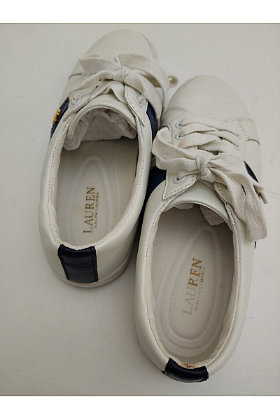 Ralph Lauren Dámské tenisky Janson II Leather Sneaker Bílé Modré Velikost US 7 | Ralph Lauren | obrázek 6