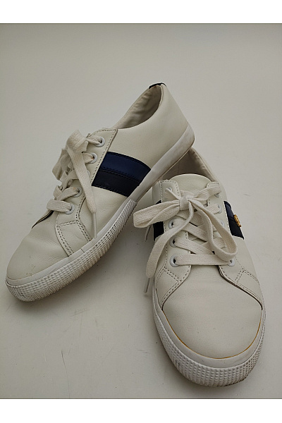Ralph Lauren Dámské tenisky Janson II Leather Sneaker Bílé Modré Velikost US 7 | Ralph Lauren | obrázek 8