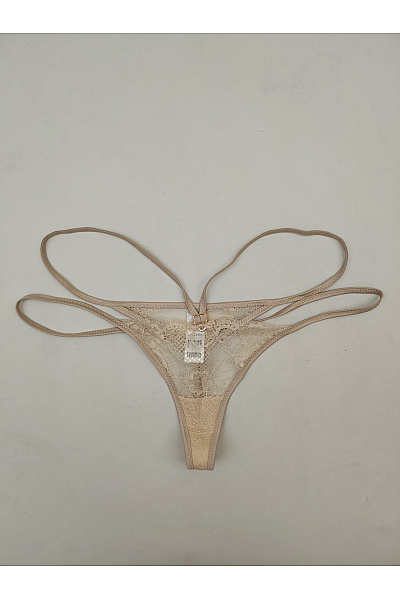 Lasca Béžové Krajkové Tanga Luxusní Velikost EU 36/38