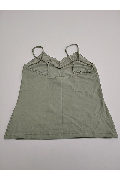 Hessnatur Dámské khaki bavlněné tílko s krajkou basic Vel. DE 42 | Hessnatur | obrázek 5