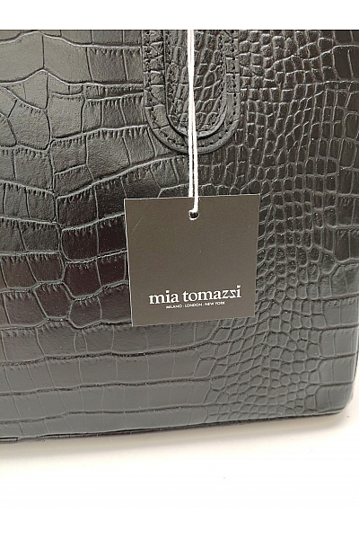 Mia Tomazzi Černá kožená kabelka s texturou krokodýlí kůže luxusní | Mia Tomazzi | obrázek 6