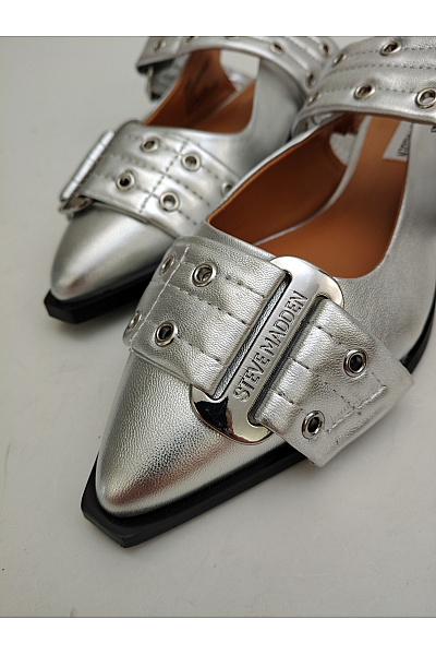 Steve Madden Dámské stříbrné špičaté polobotky s páskem a přezkou Velikost EU 38 | Steve Madden | obrázek 6