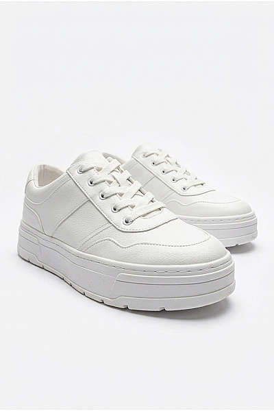 Next Dámské Tenisky Stradivarius Basic Platform Trainers Bílé Velikost EU 42
