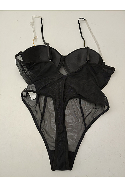 Intimax Černé dámské body s kamínkovými ramínky luxusní Vel. EU 34-38 | intimax | obrázek 6