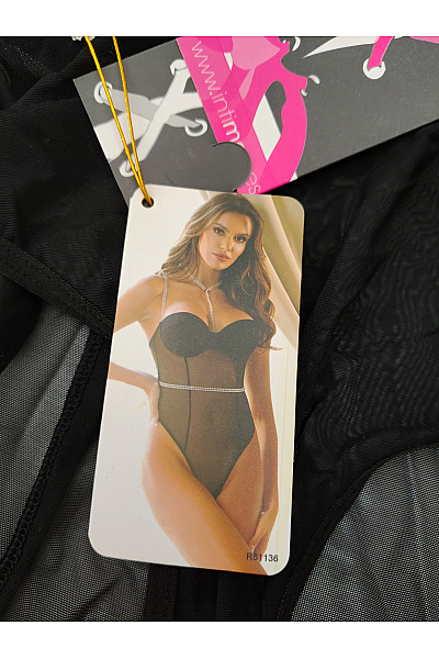 Intimax Černé dámské body s kamínkovými ramínky luxusní Vel. EU 34-38 | intimax | obrázek 9