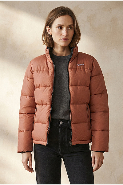 Schott Dámská Hnědá Prošívaná Zimní Bunda Puffer Se Zipem Velikost US XS