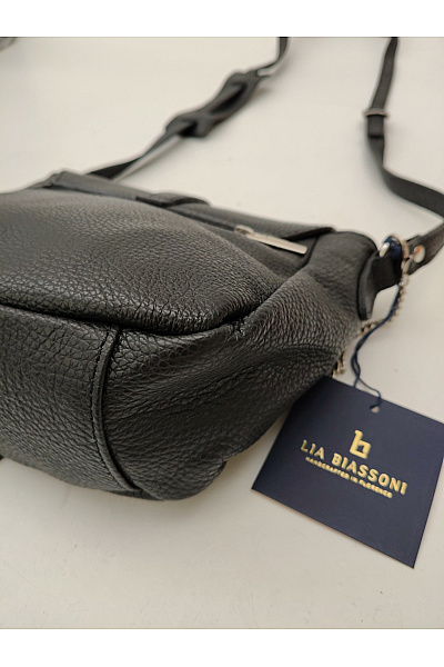 LIA BIASSONI Černá kožená kabelka přes rameno smart casual | LIA BIASSONI | obrázek 6