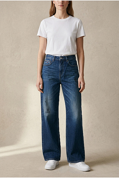 TOMMY HILFIGER Dámské Modré Džíny S Vysokým Pasem Wide Leg Velikost W29 L32