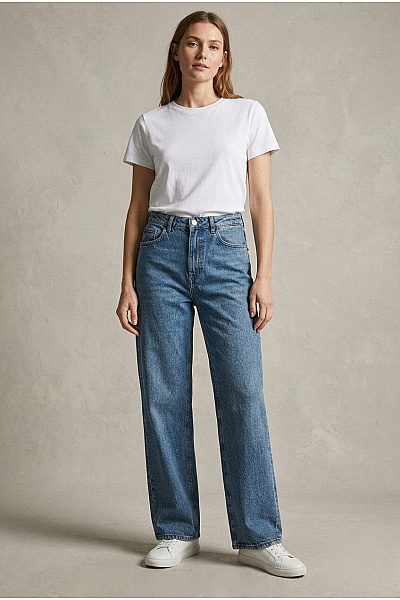VERO MODA Dámské Modré Bavlněné Džíny S Vysokým Pasem Wide Leg