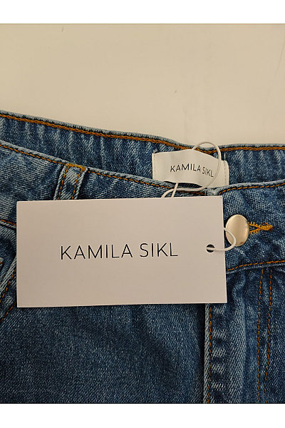 Dámské modré bavlněné džíny s vysokým pasem wide leg | Unimoda | obrázek 5