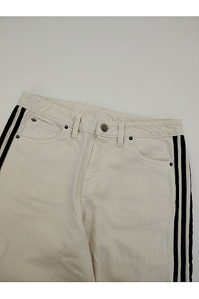 ADIDAS Bílé bavlněné džíny s vysokým pasem a pruhy Velikost 2932 | ADIDAS | obrázek 4