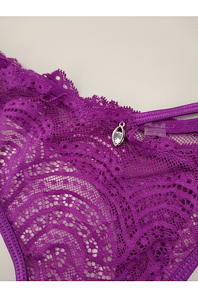 Dámská fialová krajková tanga luxusní | Unimoda | obrázek 4
