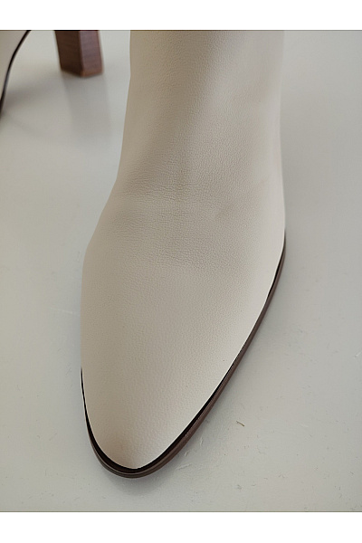 Béžové elegantní vysoké kozačky na podpatku se špičatou špičkou Velikost 38 | Unimoda | obrázek 6