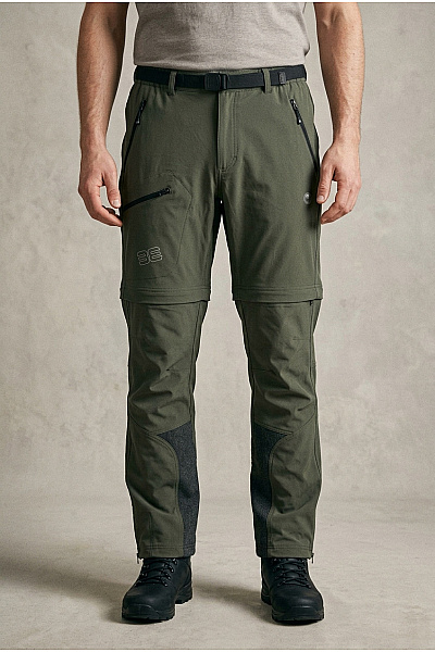 MAC Khaki Turistické Outdoorové Kalhoty S Odepínacími Nohavicemi A Páskem Vel. 27
