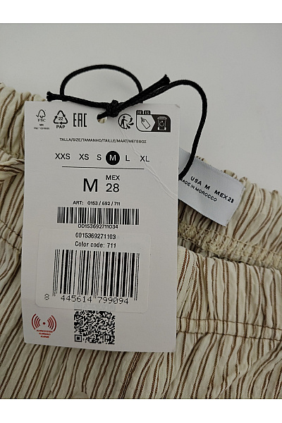 Bershka Béžové pruhované široké kalhoty s vysokým pasem Velikost M | Bershka | obrázek 6