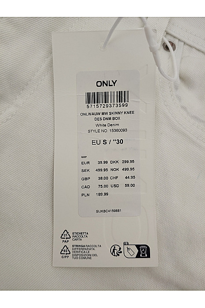 ONLY Bílé bavlněné skinny džíny s dírami na kolenou Velikost EU S | ONLY | obrázek 6
